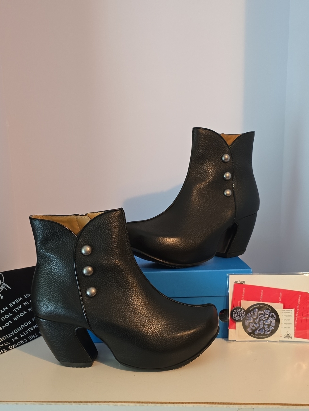 John Fluevog Prepare Studded Ankle Boot - Black (Women) Size 10 1/2